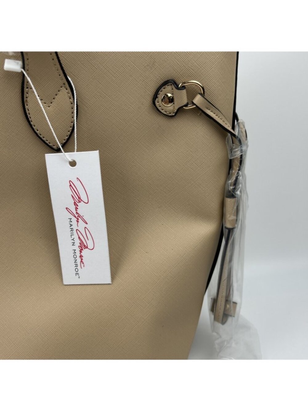 Marilyn Monroe new w/tags faux leather Large tote w/gold detail & red interior - Picture 5 of 15